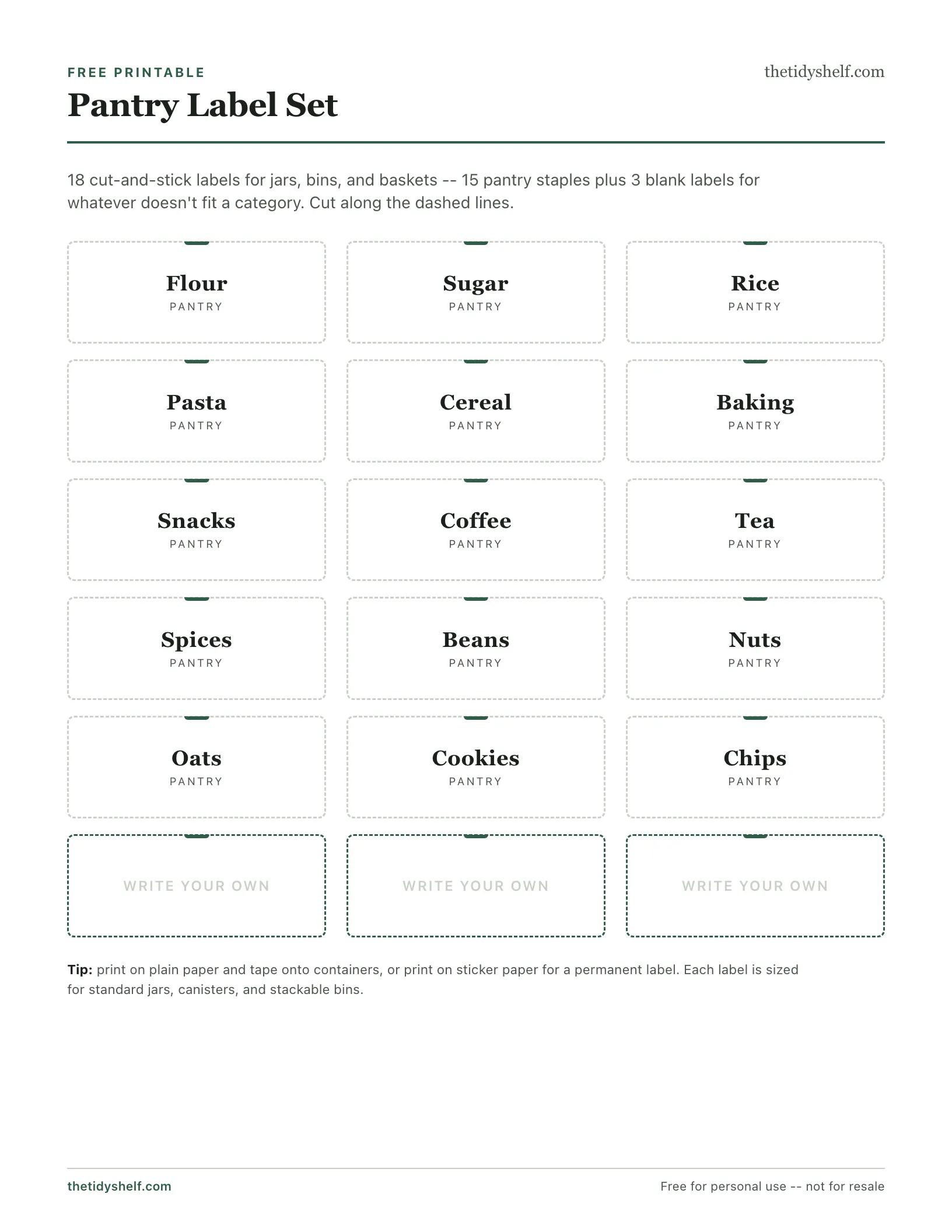 Preview of the Pantry Label Set printable